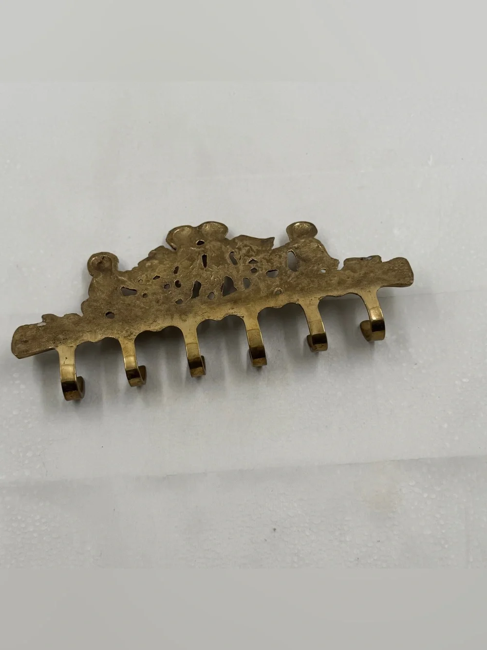 Vintage Solid Brass Cherub and Floral Key Holder